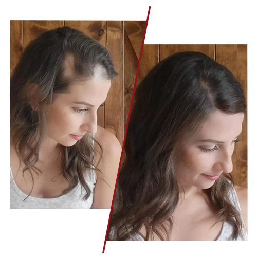 Clip-on hair system for women showing natural hair extensions clip-in style